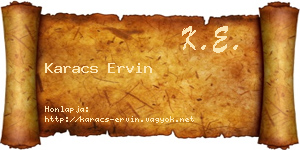 Karacs Ervin névjegykártya